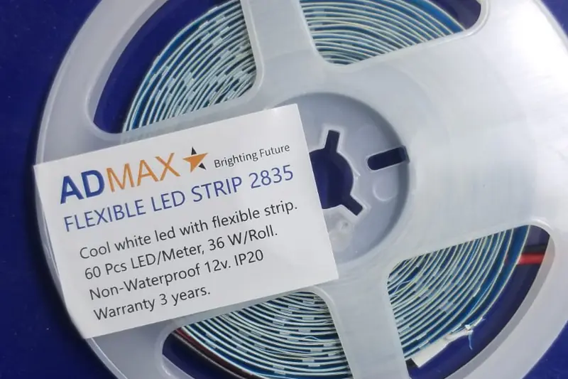 ADMAX-branded LED strip reel in its box