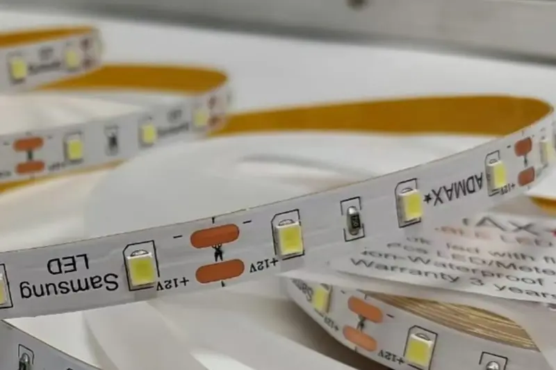 Close detail of SMD LED strip showing individual diodes
